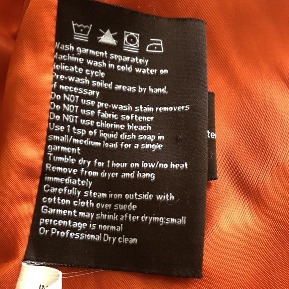 Danier orange washable leather jacket with white top stitching - Picture 8 of 14